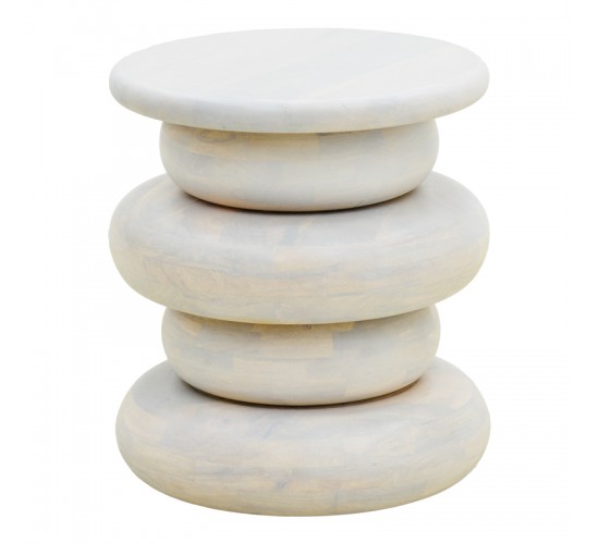 Βοηθητικό τραπέζι Circena μασίφ μάνγκο ξύλο λευκό Φ40x45εκ Υλικό: MANGO WOOD 372-000035