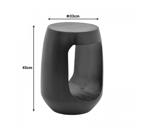 Βοηθητικό τραπέζι Lenora μασίφ μάνγκο ξύλο μαύρο Φ33x45εκ Υλικό: MANGO WOOD 372-000039