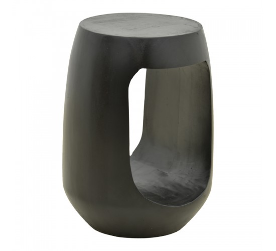 Βοηθητικό τραπέζι Lenora μασίφ μάνγκο ξύλο μαύρο Φ33x45εκ Υλικό: MANGO WOOD 372-000039