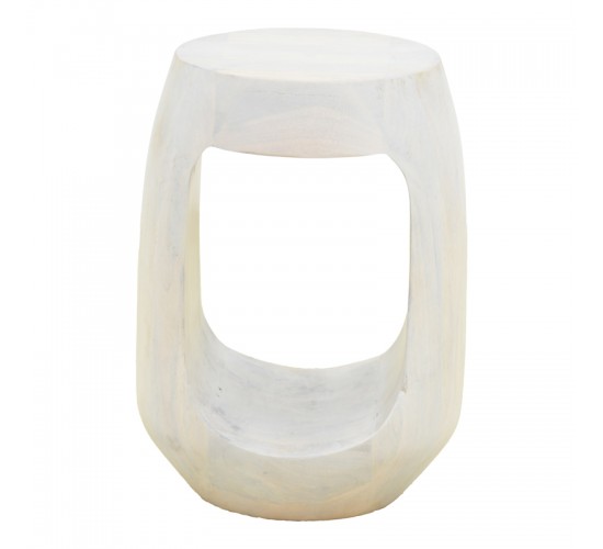 Βοηθητικό τραπέζι Lenora μασίφ μάνγκο ξύλο λευκό Φ33x45εκ Υλικό: MANGO WOOD 372-000040