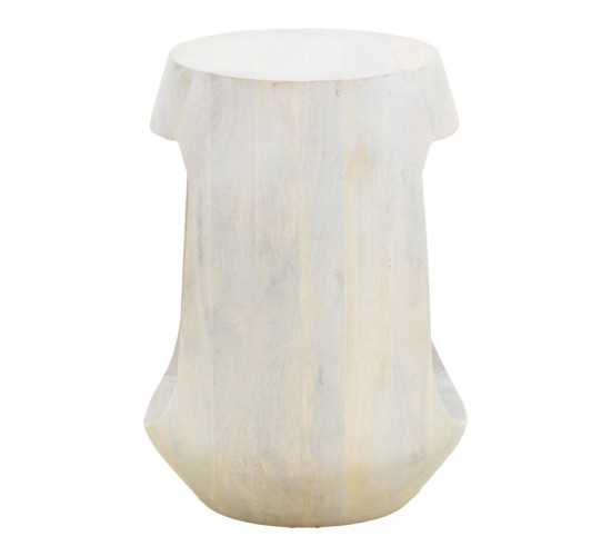 Βοηθητικό τραπέζι Lenora μασίφ μάνγκο ξύλο λευκό Φ33x45εκ Υλικό: MANGO WOOD 372-000040