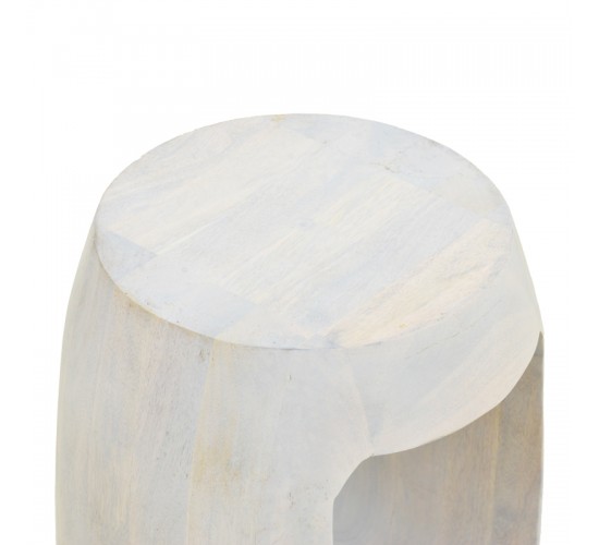 Βοηθητικό τραπέζι Lenora μασίφ μάνγκο ξύλο λευκό Φ33x45εκ Υλικό: MANGO WOOD 372-000040