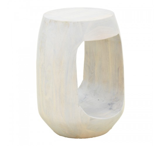 Βοηθητικό τραπέζι Lenora μασίφ μάνγκο ξύλο λευκό Φ33x45εκ Υλικό: MANGO WOOD 372-000040