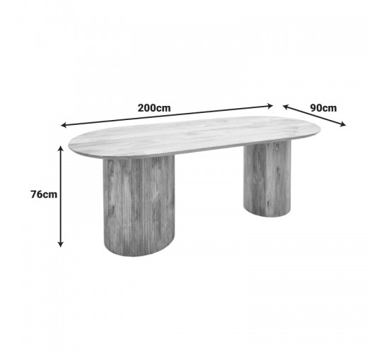 Τραπέζι Flute μασίφ μάνγκο ξύλο σε φυσική απόχρωση 200x90x76εκ Υλικό: MANGO WOOD 372-000041