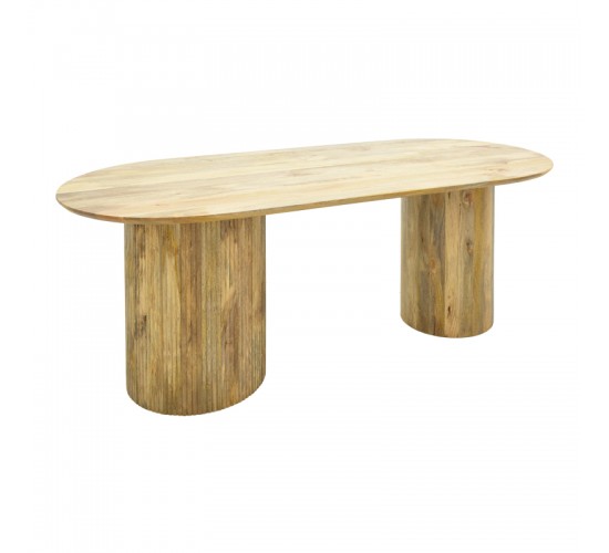 Τραπέζι Flute μασίφ μάνγκο ξύλο σε φυσική απόχρωση 200x90x76εκ Υλικό: MANGO WOOD 372-000041