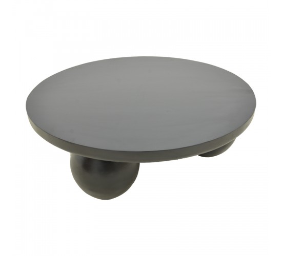 Τραπέζι σαλονιού Fedena μασίφ μάνγκο ξύλο μαύρο Φ90x30εκ Υλικό: MANGO WOOD 372-000043