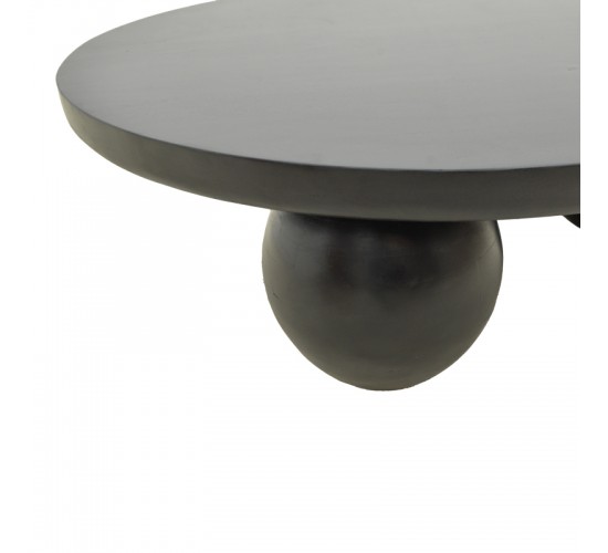 Τραπέζι σαλονιού Fedena μασίφ μάνγκο ξύλο μαύρο Φ90x30εκ Υλικό: MANGO WOOD 372-000043