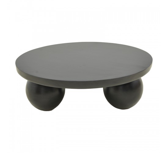 Τραπέζι σαλονιού Fedena μασίφ μάνγκο ξύλο μαύρο Φ90x30εκ Υλικό: MANGO WOOD 372-000043