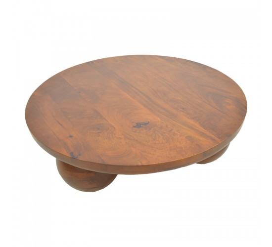 Τραπέζι σαλονιού Fedena μασίφ μάνγκο ξύλο καρυδί Φ90x30εκ Υλικό: MANGO WOOD 372-000044