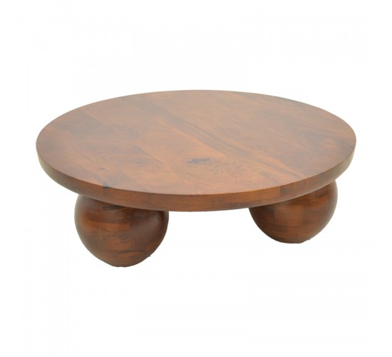 Τραπέζι σαλονιού Fedena μασίφ μάνγκο ξύλο καρυδί Φ90x30εκ Υλικό: MANGO WOOD 372-000044