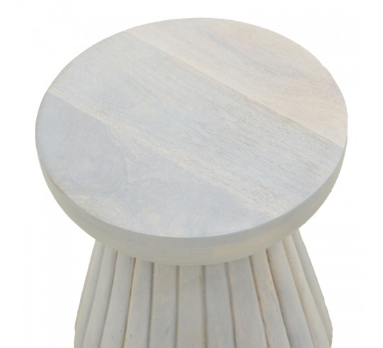 Βοηθητικό τραπέζι Nemira μασίφ μάνγκο ξύλο λευκό Φ30x35εκ Υλικό: MANGO WOOD 372-000046