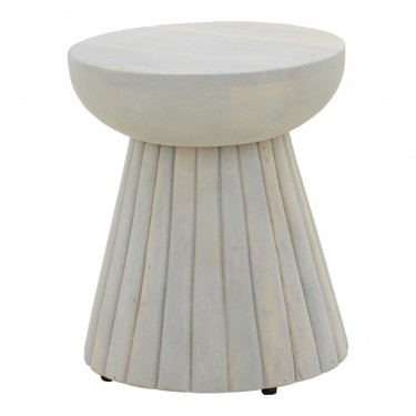 Βοηθητικό τραπέζι Nemira μασίφ μάνγκο ξύλο λευκό Φ30x35εκ Υλικό: MANGO WOOD 372-000046