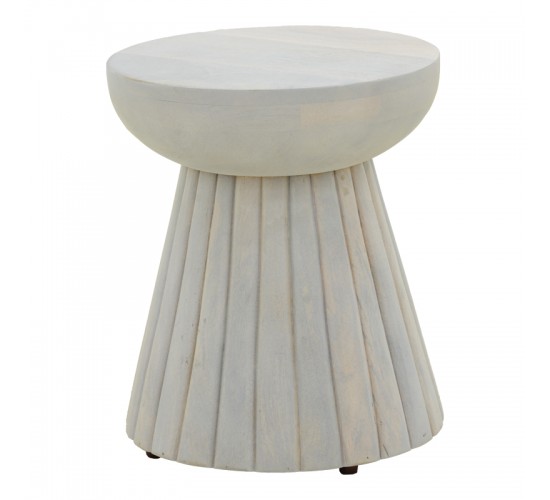 Βοηθητικό τραπέζι Nemira μασίφ μάνγκο ξύλο λευκό Φ30x35εκ Υλικό: MANGO WOOD 372-000046