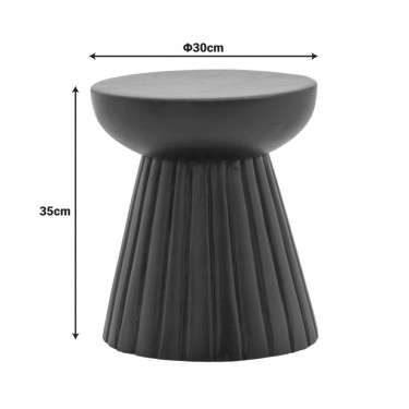 Βοηθητικό τραπέζι Nemira μασίφ μάνγκο ξύλο μαύρο Φ30x35εκ Υλικό: MANGO WOOD 372-000047