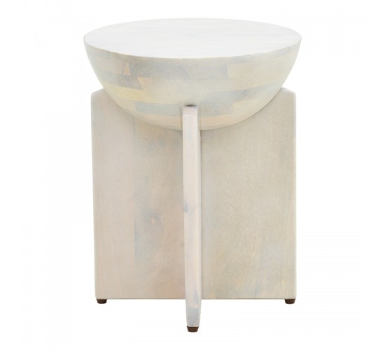 Βοηθητικό τραπέζι Jenby μασίφ μάνγκο ξύλο λευκό Φ40x50εκ Υλικό: MANGO WOOD 372-000049