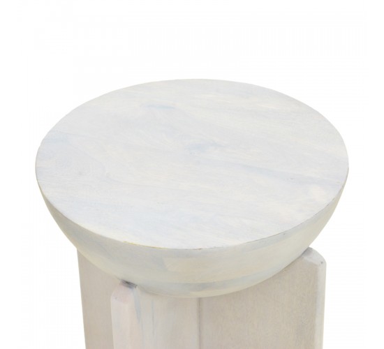 Βοηθητικό τραπέζι Jenby μασίφ μάνγκο ξύλο λευκό Φ40x50εκ Υλικό: MANGO WOOD 372-000049