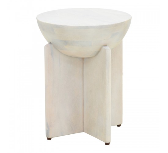 Βοηθητικό τραπέζι Jenby μασίφ μάνγκο ξύλο λευκό Φ40x50εκ Υλικό: MANGO WOOD 372-000049