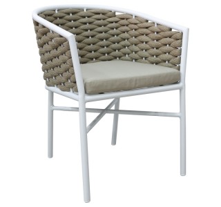 Πολυθρόνα Noevo αλουμίνιο με λευκό σκελετό-φυσικό σχοινί 57x62x76εκ Υλικό: ALUMINIUM -PP 373-000007