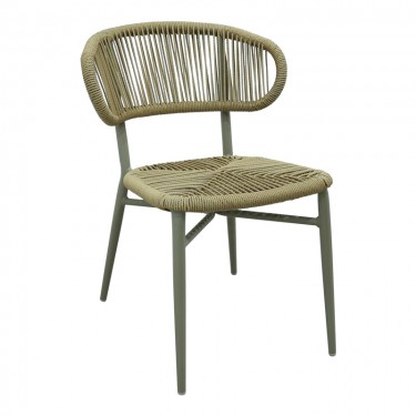 Καρέκλα στοιβαζόμενη Agus αλουμίνιο καφέ-pe rattan σε φυσική απόχρωση 55x63x77εκ Υλικό: ALUMINIUM -PE RATTAN 373-000012