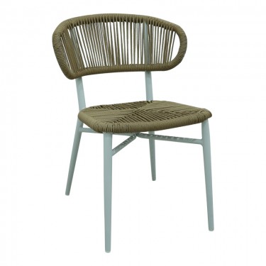 Καρέκλα στοιβαζόμενη Agus αλουμίνιο σε λευκό- pe rattan σε φυσική απόχρωση 55x63x77εκ Υλικό: ALUMINIUM -PE RATTAN 373-000013