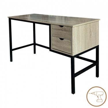 Γραφείο εργασίας Ramen σε sonoma απόχρωση με μαύρα μεταλλικά πόδια 120x48x76εκ Υλικό: MELAMINE - METAL 374-000004