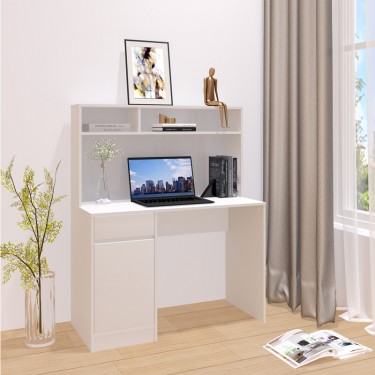 Γραφείο εργασίας Secreta με ράφι σε λευκή απόχρωση 110x50x135εκ Υλικό: PARTICLE BOARD - MELAMINE 375-000009