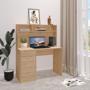 Γραφείο εργασίας Secreta με ράφι σε oak απόχρωση 110x50x135εκ Υλικό: PARTICLE BOARD - MELAMINE 375-000010