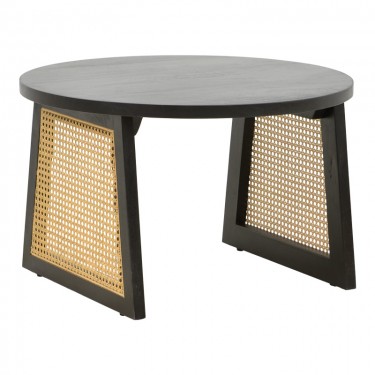 Τραπέζι Tamarind ξύλο mango-φυσικό rattan σε μαύρη απόχρωση Φ65x40εκ Υλικό: Mango Wood & Natural Rattan 376-000006