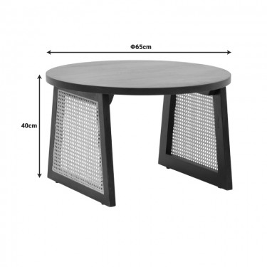 Τραπέζι Tamarind ξύλο mango-φυσικό rattan σε φυσική απόχρωση Φ65x40εκ Υλικό: Mango Wood & Natural Rattan 376-000007