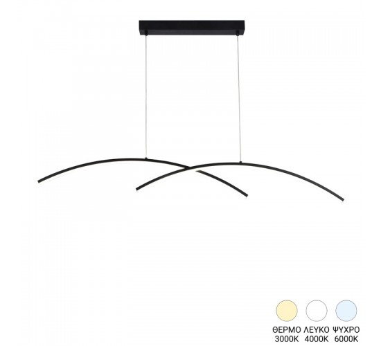 Φωτιστικό οροφής δίφωτο led Frenzie μέταλλο σε μαύρη απόχρωση 70x2x10εκ Υλικό: METAL - PVC 377-000008