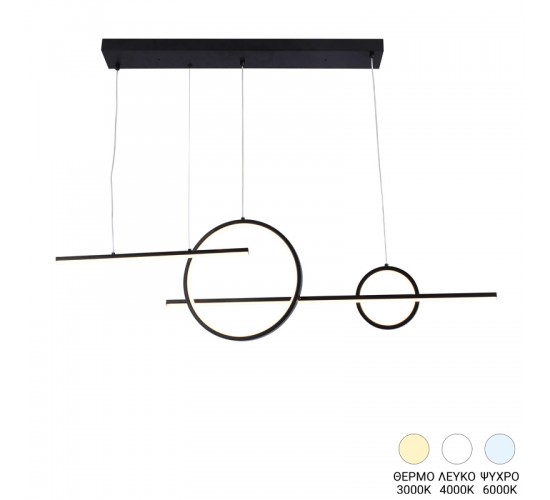 Φωτιστικό οροφής τετράφωτο led Polindia μέταλλο σε μαύρη απόχρωση 110εκ Υλικό: METAL - PVC 377-000009