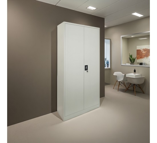 Ντουλάπα Ugren μέταλλο σε απόχρωση ανοιχτό γκρι 90x40x180εκ Υλικό: METAL 378-000003