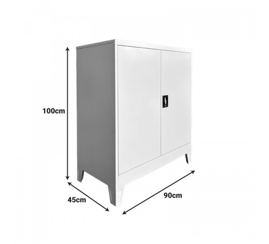 Ντουλάπι Armon μέταλλο σε απόχρωση ανοιχτό γκρι 90x45x100εκ Υλικό: METAL 378-000006