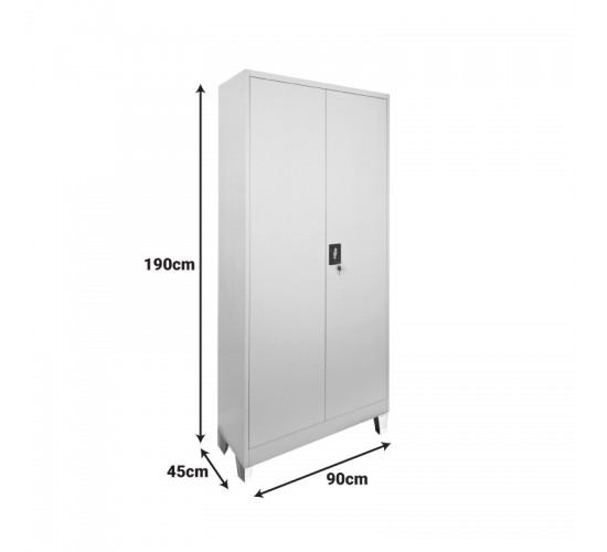 Ντουλάπα Ugren μέταλλο σε απόχρωση ανοιχτό γκρι 90x40x190εκ Υλικό: METAL 378-000008