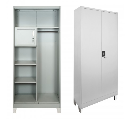 Ντουλάπα Zogi μέταλλο με χώρισμα σε απόχρωση ανοιχτό γκρι 90x45x190εκ Υλικό: METAL 378-000009