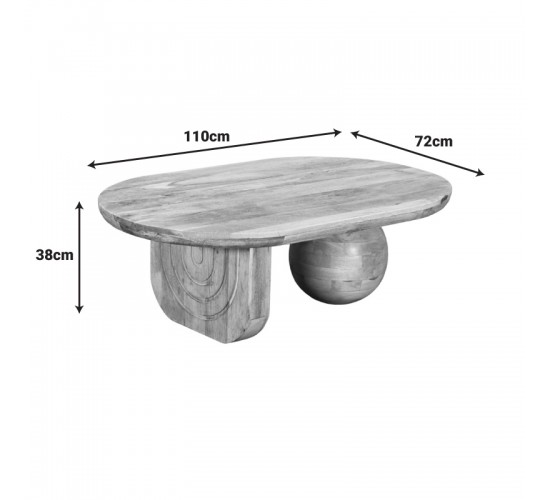 Τραπέζι σαλονιού Kane μασίφ ξύλο ακακίας σε φυσική απόχρωση 110x72x38εκ Υλικό: SOLID ACACIA WOOD 379-000001