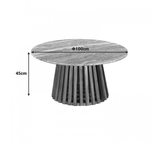 Τραπέζι σαλονιού Mable μασίφ ξύλο ακακίας σε φυσική απόχρωση και επιφάνεια μαρμάρου Φ100x45εκ Υλικό: SOLID ACACIA WOOD 379-000004