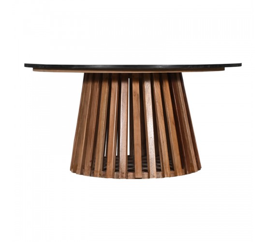 Τραπέζι σαλονιού Mable μασίφ ξύλο ακακίας σε φυσική απόχρωση και επιφάνεια μαύρου μαρμάρου Φ100x45εκ Υλικό: SOLID ACACIA WOOD 379-000005