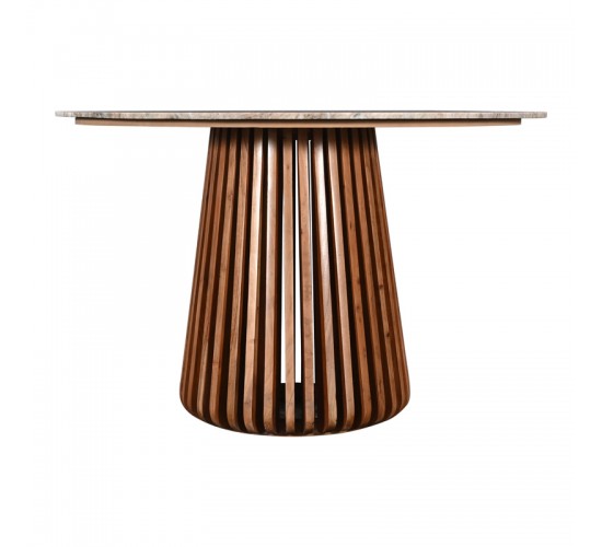 Τραπέζι Mable μασίφ ξύλο ακακίας σε φυσική απόχρωση και επιφάνεια μαρμάρου Φ120x76εκ Υλικό: SOLID ACACIA WOOD 379-000006