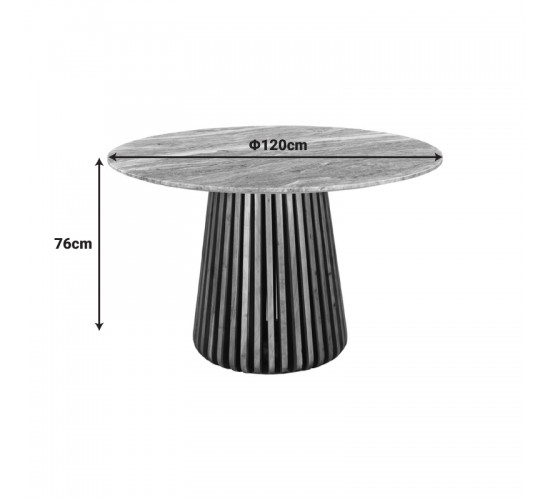 Τραπέζι Mable μασίφ ξύλο ακακίας σε φυσική απόχρωση και επιφάνεια μαρμάρου Φ120x76εκ Υλικό: SOLID ACACIA WOOD 379-000006