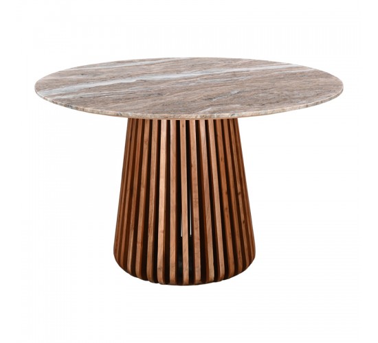 Τραπέζι Mable μασίφ ξύλο ακακίας σε φυσική απόχρωση και επιφάνεια μαρμάρου Φ120x76εκ Υλικό: SOLID ACACIA WOOD 379-000006