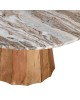Τραπέζι σαλονιού Ezerdian μασίφ ξύλο ακακίας σε φυσική απόχρωση με επιφάνεια μαρμάρου Φ90x45εκ Υλικό: SOLID ACACIA WOOD - MARBLE 379-000012