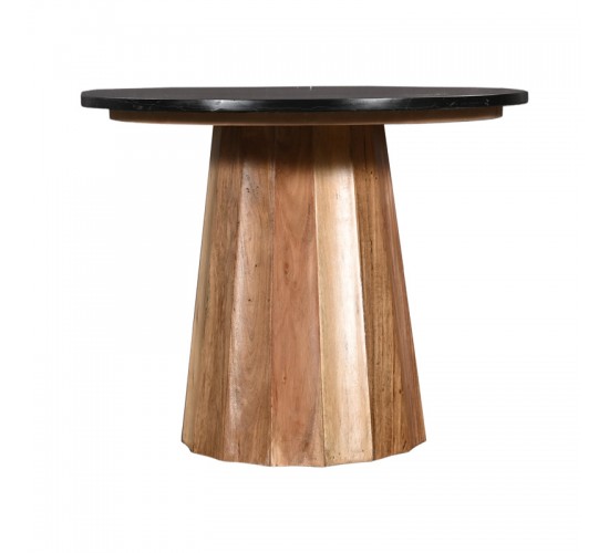 Τραπέζι Ezerdian μασίφ ξύλο ακακίας σε φυσική απόχρωση με επιφάνεια μαύρου μαρμάρου Φ120x76εκ Υλικό: SOLID ACACIA WOOD - MARBLE 379-000013