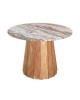 Τραπέζι Ezerdian μασίφ ξύλο ακακίας σε φυσική απόχρωση με επιφάνεια μαρμάρου Φ120x76εκ Υλικό: SOLID ACACIA WOOD - MARBLE 379-000014