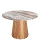 Τραπέζι Ezerdian μασίφ ξύλο ακακίας σε φυσική απόχρωση με επιφάνεια μαρμάρου Φ150x76εκ Υλικό: SOLID ACACIA WOOD - MARBLE 379-000015