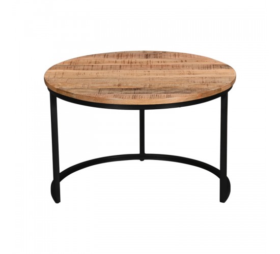 Τραπέζι σαλονιού Frina σετ 3τεμ mango ξύλο σε φυσική απόχρωση με πόδι μαύρο μέταλλο Υλικό: MANGO WOOD - METAL 379-000016