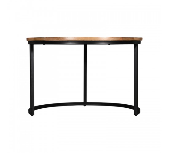 Τραπέζι σαλονιού Frina σετ 3τεμ mango ξύλο σε φυσική απόχρωση με πόδι μαύρο μέταλλο Υλικό: MANGO WOOD - METAL 379-000016