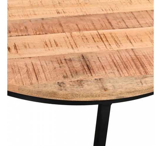 Τραπέζι σαλονιού Frina σετ 3τεμ mango ξύλο σε φυσική απόχρωση με πόδι μαύρο μέταλλο Υλικό: MANGO WOOD - METAL 379-000016