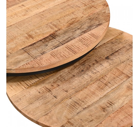 Τραπέζι σαλονιού Frina σετ 3τεμ mango ξύλο σε φυσική απόχρωση με πόδι μαύρο μέταλλο Υλικό: MANGO WOOD - METAL 379-000016