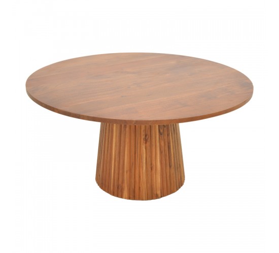 Τραπέζι σαλονιού Canicule ΙI μασίφ ξύλο ακακίας σε καρυδί απόχρωση Φ80x40εκ Υλικό: SOLID ACACIA WOOD 379-000019